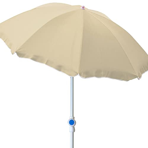 FineHome Parasol de plage pliable en polyester beige avec protection UV Ø 2 m