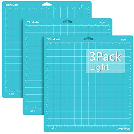 WORKLION Schneidematte 30,5 x 30,5 cm Light Grip für Cricut: Cricut Explore One/Air/Air 2/Maker Light, selbstklebend, rutschfest, langlebig, für Kunst- und Bastelprojekte (3er-Pack)