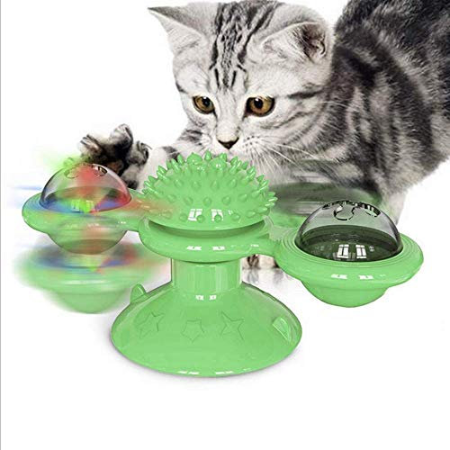 zaizai Jouet pour Chat de Moulin à Vent, Brosse de toilettage Automatique avec Moulin à Vent Rotatif, Table tournante de Moulin à Vent pour Chats chatouiller Jouet