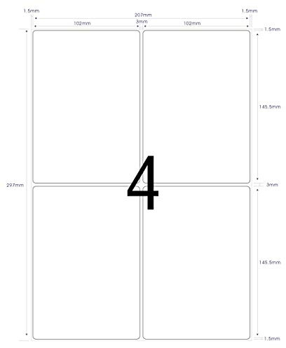 Etiketten selbstklebend, 25 Blatt etiketten a4 105 x 148 mm, klebepapier a4 bedruckbar, din a4 klebepapier bedruckbar - Geeignet für Laser/Inkjet/Kopierer Einsetzbar
