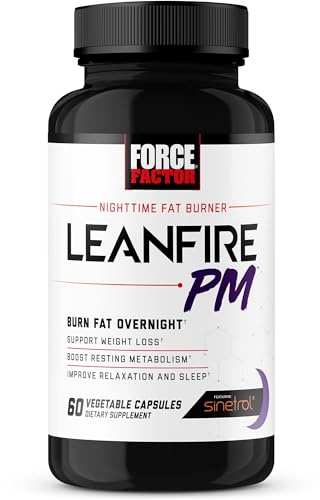 Force Factor LeanFire PM Weight Loss Pills for Women & Men, Fat Burner & Overnight Weight Loss Pills to Burn Fat, Boost Metabolism, Improve Sleep, Powerful Formula for Incredible Results, 60 Capsules