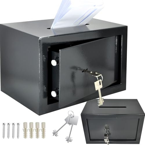 Safe Tresor Möbeltresor mit Einwurfschlitz Doppelbartschlüssel Anthrazitgrau RAL 7016 Doppelbolzen Verriegelung EINWURFSCHLITZ (Safe 310x200x200)