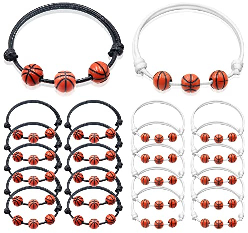 SUPRBIRD Basketball Armband 20 Stück Verstellbares Schnur Armband Basketball Sport Gewebte Armband, Basketball Party Mitgebsel Freundschaftsarmband für Feiern Sport Kindergeburtstag