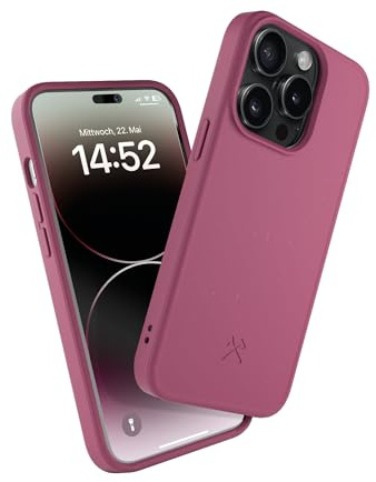 Woodcessories - nachhaltige Handyhülle kompatibel mit iPhone 14 Pro Hülle rot - biologisch abbaubar aus Pflanzenmaterial - kein Plastik