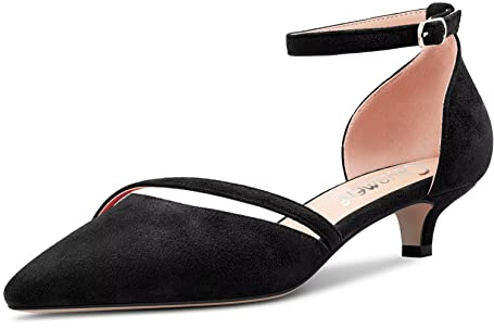 Castamere Femmes Bas Kitten Talon Heel Fermé Pointu Escarpins Lanières Cheville Two-Piece Boucle Mariage Party Sexy Dress Chaussures 3.5 CM Heels