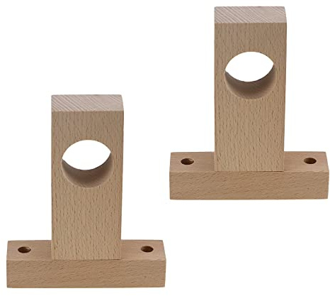 Wealrit 2 Stück unlackierte Holz-Gardinenstangenhalterungen, Schrankendhalterung, Kleiderstangenhalter mit Schrauben, passend für Stangen mit 30 mm Durchmesser