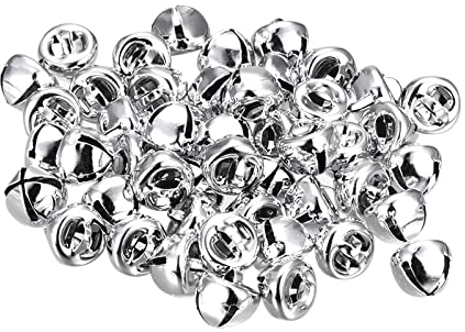sourcing map 120 Stück Glöckchen, Metallglöckchen, 10mm Glöckchen Zum Basteln, Kleine Glocken, Schellen für Handwerk, DIY Weihnachten Dekoration, Geschenkdeko, Silberton