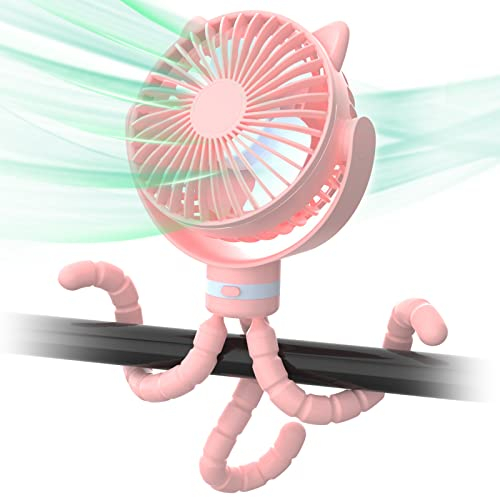 Ventilador Para Coche de Bebé, Portátil y Flexible - 4000mAh, 4 Velocidades Para Silla de Paseo, Escritorio, Cuna, Bicicleta y Cinta de Correr