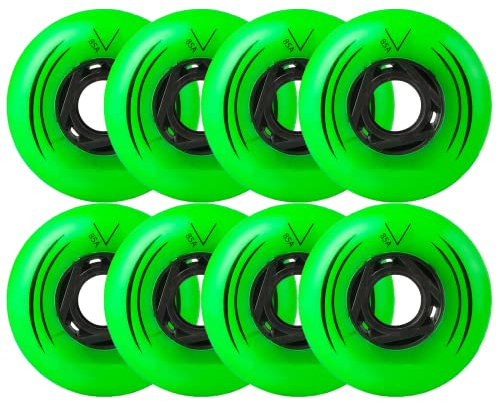 JHKJ Inline-Räder 72 mm/ 76 mm/ 80 mm Rollschuh-Räder 8er-Pack Hochelastische, verschleißfeste PU-Räder erhältlich,Grün,72mm
