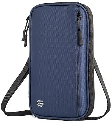 DONGKER Reisepass Tasche, Wasserdicht Reiseunterlagen Organizer, Familie Reiseorganizer mit RFID-Blocker und Schultergurt für Damen und Herren