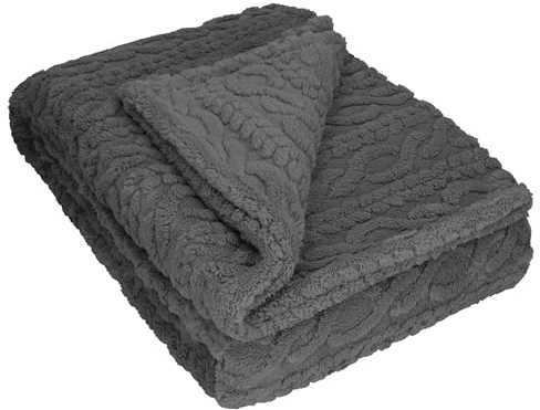 Betz Kuscheldecke Flauschig Sofa Fleecedecke Bozen - Wohndecke XXL Warm Sofadecke Decke Couch Größe 150x200 cm Farbe Graphit