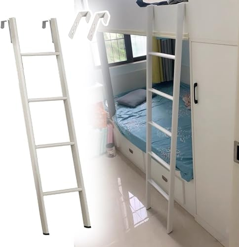 Våningssäng Stege Metall Våningssäng Stege med Krokar, Vit Husbilsvåningsstege för Hemskola, Justerbar Stege med Enkelsäng/Kort Klätterstege, Utbytbara Stegar (Size : 130cm/50)