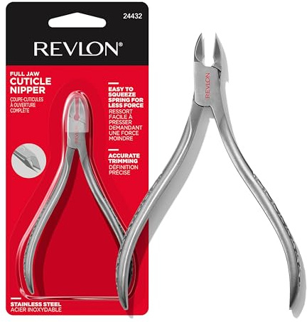 Revlon Full Jaw Cuticle Nipper, Manicure Tool for Nail Care, Made with Stainless Steel, High Precision Blade, Easy to Squeeze Spring, 1 Count