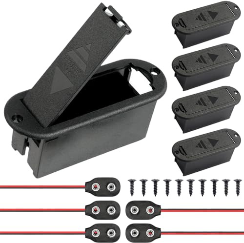 Xiatiaosann Compartiment de boîtier de batterie 9 V pour guitare basse active, support de batterie 9 volts avec fil de connecteur de batterie de type I (paquet de 5)