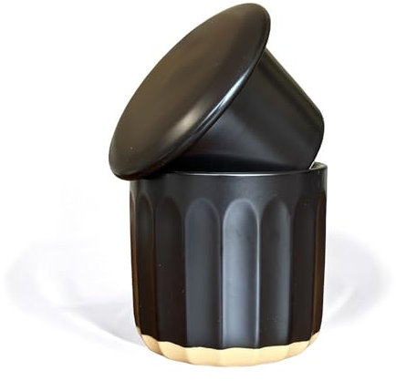 BLAKE 'N' GREY Culinary Elegance: Black Fluted Ceramic French Butter Keeper – A Stylish Touch to Preserve and Serve Perfectly Spreadable Butter