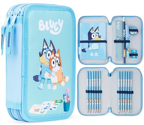 BlueY Federmäppchen Kinder 2-Fach Gefülltes Doppelmäppchen mit Schul Sachen & Schreibwaren