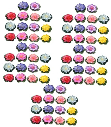 ABOOFAN 5 Sets Realistische Lotusblume Aus Kunststoff Für Teich Lotusblumen-Imitation Pool-Dekoration Bühnenrequisite Heimdekor Wartungsfrei 14 Stück * 5