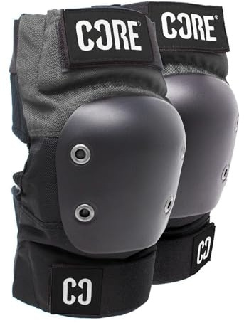 Core Protection Street Elbow Pads Suitable for Kids, Teens & Adults Elbow Protection for Skateboarding, Scooters & Skating Adjustable Pads Black/Grey - Large