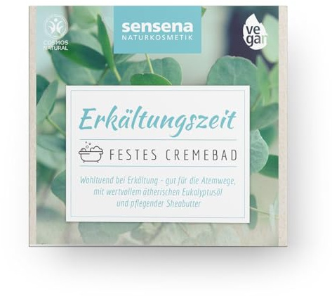 Sensena Festes Cremebad Erkältungszeit, Badezusatz Erkältungsbad mit Sheabutter & wertvollen Ölen, ideal bei Schnupfnasen und Erkältung, Zero Waste, Vegan, Naturkosmetik für gepflegte Haut