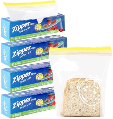 KAHEIGN 80 Piezas Bolsas para Congelar Alimentos, Mediano Bolsas con Cierre Hermético de Doble Sellado Bolsas Reutilizables con Fondo Ancho para Frutas Sándwiches Verduras Carne Sopas Aperitivos