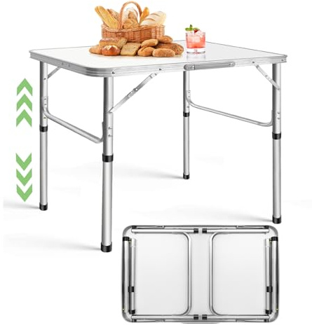 HSHa Campingtisch faltbar, Kleiner Klapptisch 75 x 55 x 70/33 cm, bis 15kg, Klapptisch mit Aluminiumrahmen, Picknicktisch Tragbare Campingtische für Drinnen und Draußen