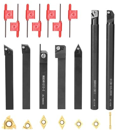 DAISHUJIE Set Drehmeißel 16mm Schaft 7-teilig mit Hartmetall-Einsatzschlüssel DIY-Set for Drehmaschine, Bohrstange, Drehwerkzeug, 7 Schraubenschlüsseleinsätze, CNC-Werkzeug(Type2)