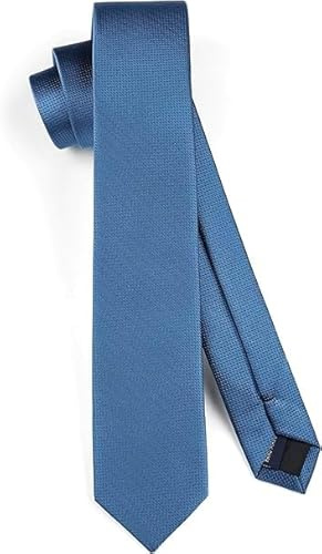 HISDERN Marineblaue Krawatte für Herren schmale Krawatten Seiden einfarbige formelle für Hochzeiten Partys und Business 6cm