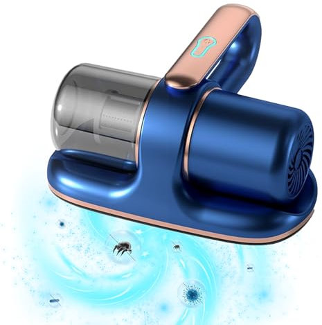 Aspirapolvere per Materassi 13KPa Battimaterasso con Luce UV-C, 100W Aspirapolvere Antiacari con Filtro HEPA distrugge il 99,99% di tutti gli acari per materassi divani cuscini tappeti (Marina)
