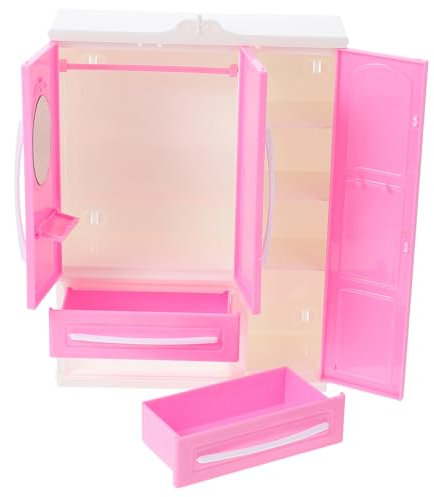 VICASKY 1stück Mini Puppen Kleiderschrank Hochwertige Möbel Accessoires Für DREI-tür-Design Fördert Und -fähigkeiten