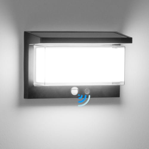 YOHAYO Luz de Pared Solar para Exteriores con Sensor de Movimiento 72 LED IP65 Impermeable 4 Modos de Iluminación Luz de Seguridad para Jardín, Patio, Terraza, Camino y Garaje 6000K