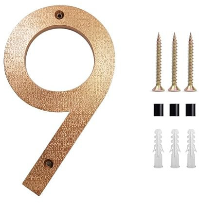 LSHIJI Numero Civico 200mm/8 Pollici Numero civico Galleggiante ABS Oro Numeri in Rilievo Segnale indirizzo #0-9 Lettere Grandi Moderne Targhe for Porte Casa Esterno Numeri Civici(9)
