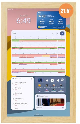 Homlab Digitaler Kalender, Wand-Touchscreen, 54,8 cm (21,5 Zoll), elektronischer Smart-Kalender, Aufgabendiagramm-Listen für Familie, elektrischer Planer für Tagesplaner, für Kinder, Android-Tablet