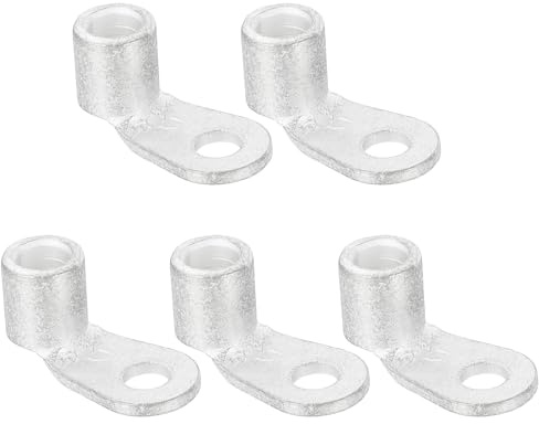 sourcing map Capicorda in filo di rame da 3/16, piegate a 90 gradi, diametro interno 0,6 cm. Estremità del cavo della batteria, terminali ad anello, connettori con occhiello in rame nudo, per