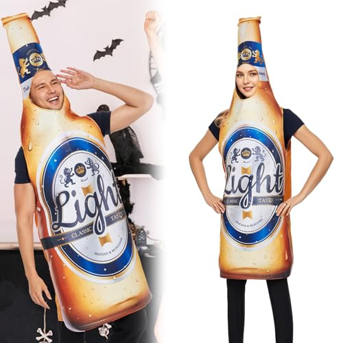 Claofoc Bierflaschen Kostüm für Männer Lustiges Essenskostüm Realistischer Bierflaschen Onesie Oktoberfest Halloween Cosplay Outfits