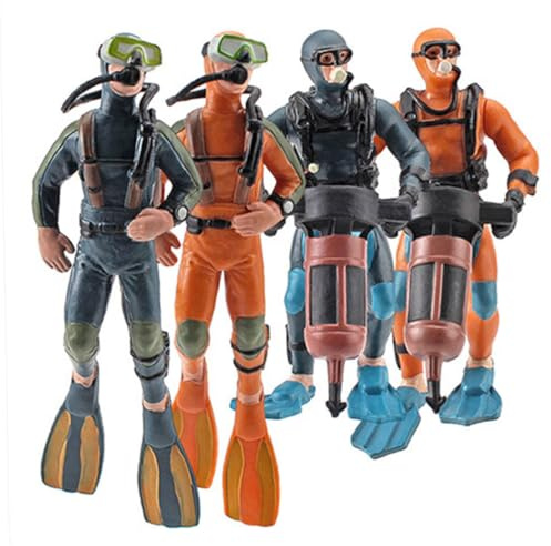 TOBBOMEY 4 Stück Schwimmende Taucherfigur aus Kunststoff mit Realistischer Gestaltung als Aquarium Deko für Sandtisch Landschaften Einfach zu Verstauen Zufällige Farbe