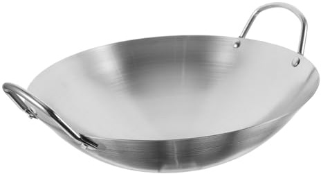 TOYANDONA Wok Doppio Manico in Acciaio Resistente Padella Profonda per Cucina Domestica Versatile per Friggere Carne e Verdure Uso Quotidiano Famiglia Ristoranti