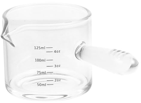 BESPORTBLE Bicchiere da Misura in Vetro Trasparente con Manico per Espresso e Latte Contenitore con Beccuccio Antigoccia Resistente al Calore per Casa Bar e Ristoranti