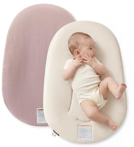 Momcozy Riduttore Lettino Neonato, Nido Neonato Traspirante con Rete 3D, Cuscino Lounger Leggero 820g con Fodera Lavabile, per Tummy Time, Gioco e Cambio, Marrone