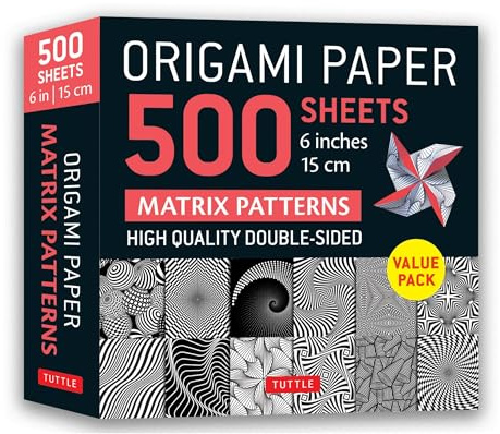Origami Paper 500 Sheets Matrix Patterns: Tuttle Origami Paper: Double-Sided Origami Sheets Printed with 12 Different Designs (Instructions for 5 Projects Included)