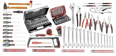 FACOM - Kit d’Outils de Maintenance - CM.110A - Sélection Mécanique Générale 122 Outils - Douilles, Tournevis, Pinces, Scie à Métaux et Accessoires - Outillage à Main