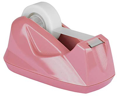 Acrimet Premium Desktop Tape Dispenser, Plastic, Non-Skid Base (Heavy Duty) (Pink Color)