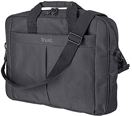 Trust Primo Laptoptasche 16 Zoll, Tasche mit Schultergurt, Tragetasche mit Innenpolsterung zum Schutz, Schultertasche für Reisen, Business, Büro, Schule - Schwarz