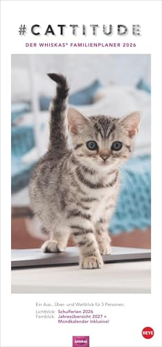 Whiskas Familienplaner 2026: Praktischer Kalender für Familien mit Katzenfotos zum Dahinschmelzen. Terminkalender für die Wand mit 5 Spalten und viel ... Familienkalender (Familienplaner Heye)