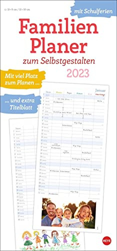 Familienplaner 2023 zum Selbstgestalten. Blanko-Kalender zum Basteln mit extra Titelblatt für eine persönliche Gestaltung und viel Platz für Notizen. Familien-Kalender 2023. 21x45cm