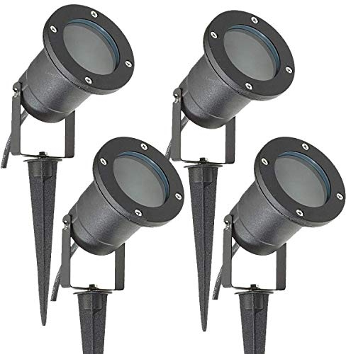 4 Pack GU10 Outdoor Garden Spike Ground Mount or Watt Light IP65 Matt Black SPBLK04