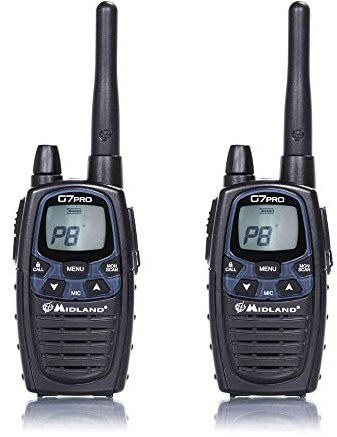 Midland G7E Pro - Pareja de walkie talkies, 8 canales, color negro