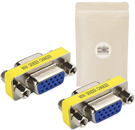 2x Accoppiatore I VGA SVGA presa femmina/femmina - Connettore adattatore 15 poli pin per prolunga estensione - Adaptout marca francese