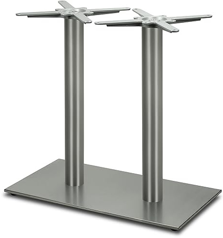 Dublino Premium Doppel-Stehtischgestell - PD7092inox | matt satiniert | Höhe 73 cm | Bodenplatte Ø45 cm | max. Tischplattengröße 150x80 cm | Ideal für Esstische
