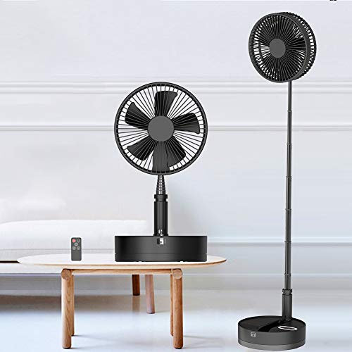FACAI Ventilatore da Terra Ventilatore USB Portatile Ventilatore Portatile USB Ventilatore Scrivania Ventilatore Basso Consumo Ventilatore Piantana Ventilatore A Piantana con Telecomando,Black