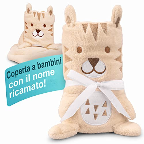 Babykajo Babydecke mit Namen Bestickt – 2in1 Kuscheldecke Wird zusammengerollt zum Kuscheltier – Perfektes Baby Geschenk zur Geburt für Jungen und Mädchen! Babydecke personalisiert.